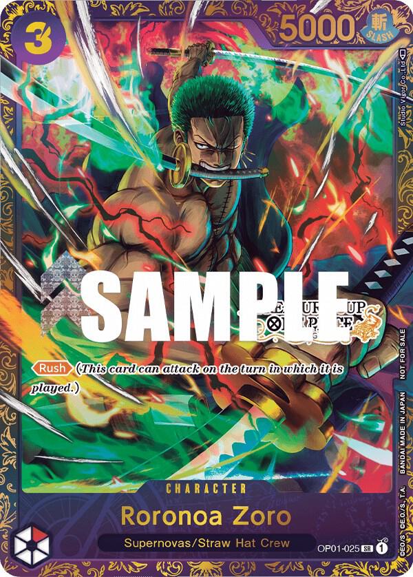 Roronoa Zoro - OP01-025 (Treasure Cup) card artwork