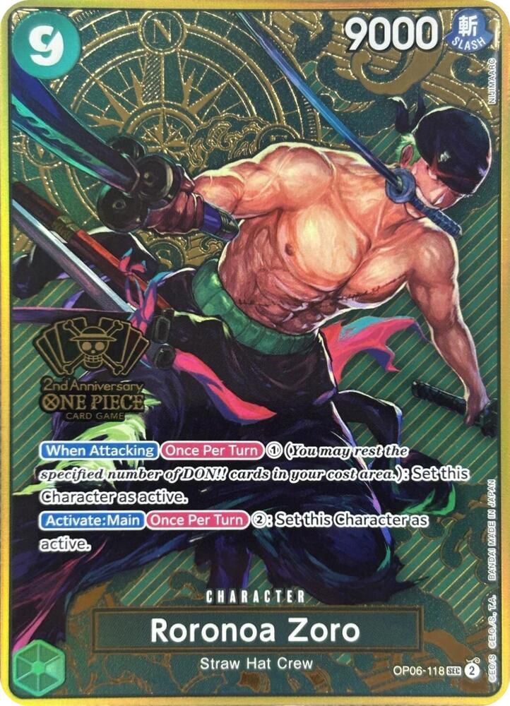 Roronoa Zoro (One Piece Japanese Version 2nd Anniversary Set) card artwork