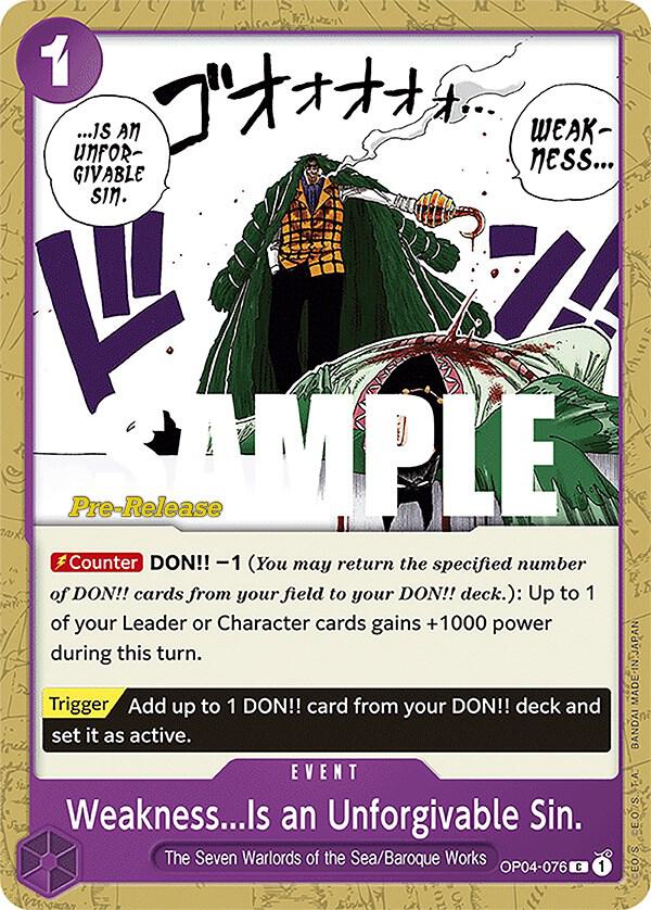 Weakness...Is an Unforgivable Sin. card artwork