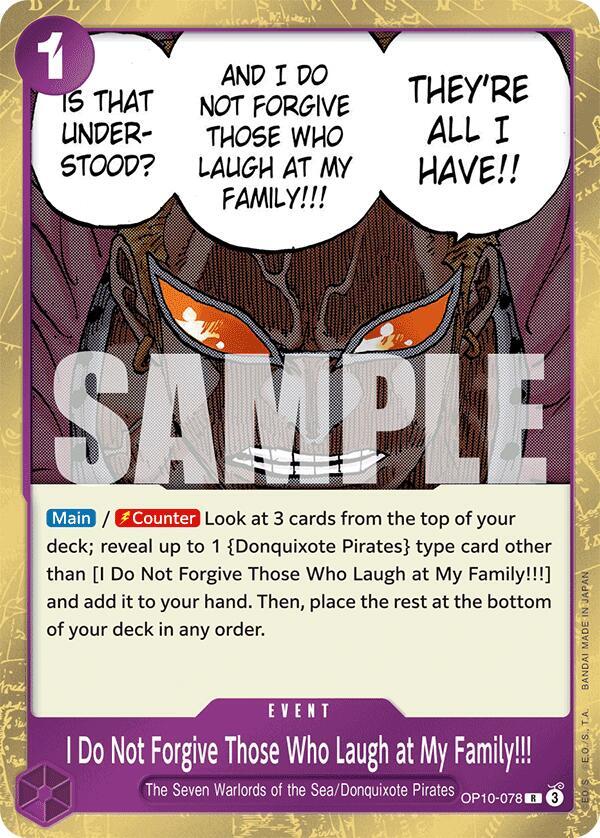I Do Not Forgive Those Who Laugh at My Family!!! card artwork